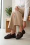 Brown Tasseled Genuine Leather Women's Loafer Shoes Brown Leather Women's Moccasin Shoes with Pom Poms - 4