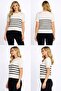 Striped Short Sleeve Thin Knitted Blouse - 6