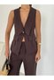 Women's Vest and Trouser Set with Epaulettes - 5