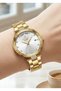 Women's Gold Metal Cord Stone White Dial Day Display Wristwatch 2 Years Warranty - 2