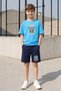 Boy's Multi-Colored Printed Trendy Summer Shorts Set