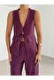 Women's Vest and Trouser Set with Epaulettes - 4