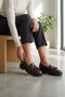 Brown Tasseled Genuine Leather Women's Loafer Shoes Brown Leather Women's Moccasin Shoes with Pom Poms - 6