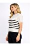 Striped Short Sleeve Thin Knitted Blouse - 5