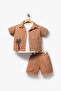 Palmiye Embroidered Short Sleeve Shirt Shorts 3-Piece Boy's Set 3702 Smr - 4