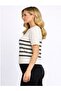 Striped Short Sleeve Thin Knitted Blouse - 7