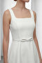 Women's White Square Neck Belted Mini Homecoming Evening Dress - 4