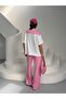 Women's White-Pink Shoulder Strap Detailed Top and Bottom Set - 6
