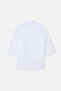 Women's White 3/4 Sleeve Linen Shirt - 2