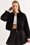 Women's Black Lined Faux Fur Coat - 2