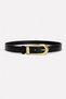 Women's Black Oval Buckle Faux Leather Belt 2679 Kmr003