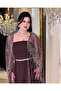 فستان سهرة شيفون فاخر مع كاب مطرز ترتر لامع - 5