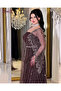 فستان سهرة شيفون فاخر مع كاب مطرز ترتر لامع - 4