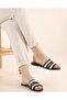 White Tape Detail Women's Flat Slippers - 2