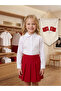 Girl's White Long Sleeve Cotton Baby Collar School and Performance Shirt - 3