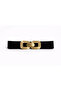 Women's Black Yellow Elastic Buckle Wide Belt 1807 Kmr009