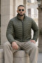 Men's Winter Premium Casual Quilted Khaki Puffer Coat - 4