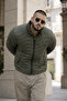 Men's Winter Premium Casual Quilted Khaki Puffer Coat - 2