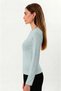 100% Organic Cotton Aqua Green Crew Neck Long Sleeve Women's T-Shirt - 3
