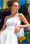 Bubble Coquette Waist-Embellished Balloon Skirt Corset Flexible Waist Puffy Skirt White Strapless Evening Dress - 6