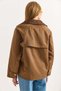 Women's Comfortable Cut Padded Jacket with Velvet Collar Detail in Brown - 5
