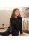 Young Girl Cotton Collar Buttoned Pocketed Gift Black Color Bottom Top Pajama Set Al507 V1 Bb2446 - 4
