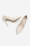 Women's Stiletto Pointed Toe Thin Classic Heeled Shoes with Gold Buckle on the Side Likose Ecru - 7