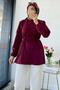 Hakim Collar Ribbed Detailed Poplin Shirt Tunic - Burgundy - 2