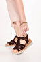 Genuine Leather Wedge Heeled Casual Women's Sandals - 4