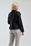 Women's Black Single Pocket Metal Zipper Sewn Stitched Jacket - 7