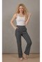 Women's Double Pocket Panama Fabric Spanish Flare Pants - Hem Detailed Elastic Waist Sweatpants