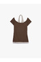 Slim Fit Athlete Detailed Short Sleeve Viscose Blend Off-The-Shoulder T-Shirt - 3