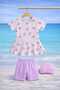 Girl's Patterned Swimsuit Set 3-Piece Set (Bathing Cap + Top + Shorts) Sea Beach Set - 2