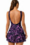 Women's Patterned Dress Swimsuit with Shorts - 3