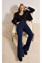 Dark Blue High Waist Flare Soft Stretchy Knitted Jeans Lycra /Jeans Tw91 - 5
