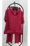Women's Plus Size Short Sleeve Zipper Hooded Lace Detailed Tracksuit Set 8239-26 - 5