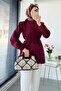Hakim Collar Ribbed Detailed Poplin Shirt Tunic - Burgundy - 4