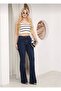 Women's Navy Blue High-Waisted Spanish-Cut Jeans/Pants - 4