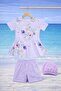 Girl's Patterned Swimsuit Set 3-Piece Set (Bathing Cap + Top + Shorts) Sea Beach Set - 2