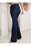 Women's Navy Blue High-Waisted Spanish-Cut Jeans/Pants - 2