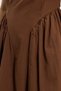 Women's standard fit regular cut cotton strap square neck pleated brown dress - 5