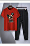 Cute Character Printed T-Shirt - Jogger T-Shirt Crew Neck Bottom Top Tracksuit Set