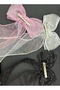 Pinsli Complete Stone-Studded Tulle Organza Scarf Long Pendant Tail Bow Buckle Women's Children's Black - 2