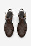 Women's Genuine Leather Ankle Strap Buckle Closed Front Casual Sandals Yenzar Brown - 6