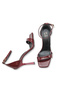 Light Burgundy Patent Leather Closed Back High Heeled Ankle Strap Shoes