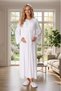 New Season Ecru Summer Full Length Lace Design Short Sleeve Buttoned Maternity Maternity Dressing Gown Nightgown Set - 3