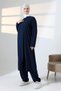 Women's Hajj and Umrah Outfit, Two-Piece Set with Hijab Pocket Detail - Navy Blue - 5