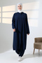 Women's Hajj and Umrah Outfit, Two-Piece Set with Hijab Pocket Detail - Navy Blue - 3