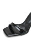 Light Black Patent Leather Closed Back High Heeled Ankle Strap Shoes - 7