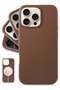Timeless Dark Saddle Brown Leather iPhone 16 Pro Case – Softens with Use, MagSafe Compatible